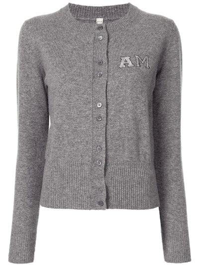 Antonio Marras Embroidered-logo Cashmere Cardigan In Grey