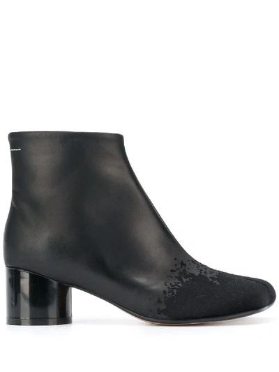 Mm6 Maison Margiela Distressed-effect Ankle Boots In Black
