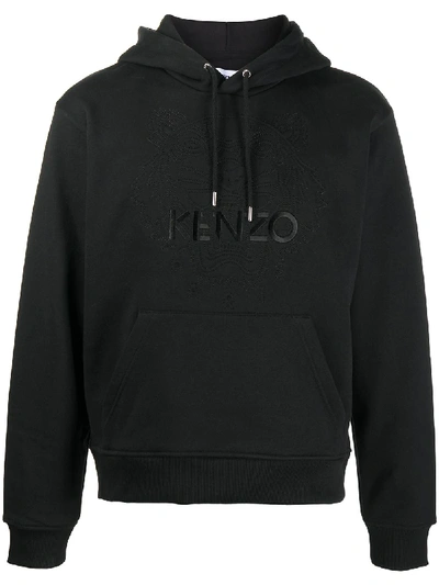 Kenzo Embossed Tonal Tiger Hoodie Black