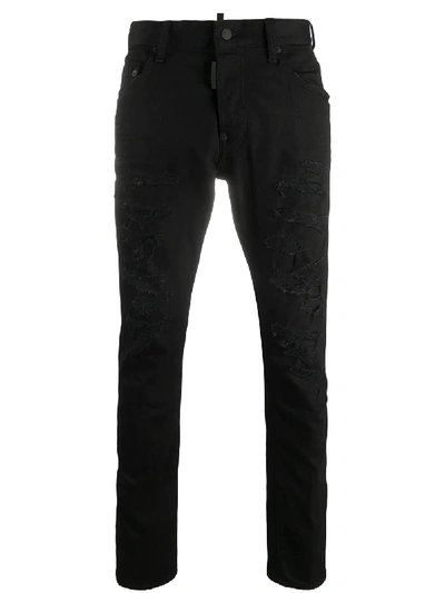 DSQUARED2 DISTRESSED LOW-RISE SKINNY JEANS