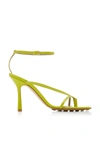 Bottega Veneta Green Strappy Stretch Heeled Sandals In Green