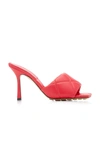 Bottega Veneta Rubber Lido Debossed Leather Mules In Red