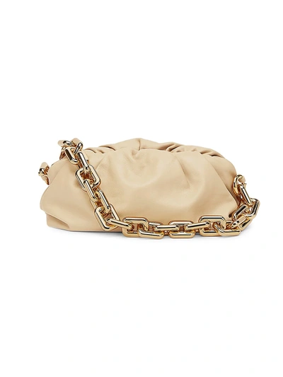 Bottega Veneta The Chain Pouch Gathered Leather Clutch In Porridge