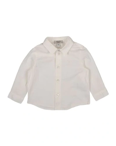 Armani Junior Solid Color Shirt In Ivory
