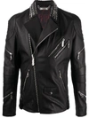 PHILIPP PLEIN SKULL STUD-EMBELLISHED BIKER JACKET