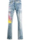 PHILIPP PLEIN STRAIGHT LEG GRAFFITI JEANS