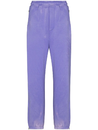 We11 Done Bleached Reflective Logo Track Trousers In Purple