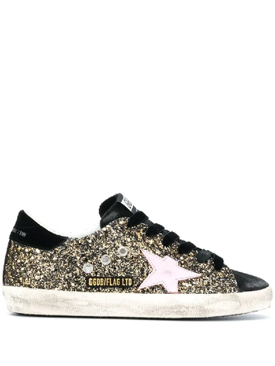 Golden Goose Glitter Superstar Low-top Trainers In Gold