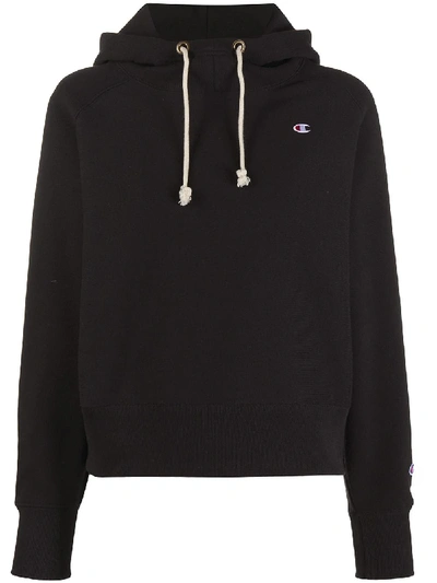 Champion Embroidered Logo Hoodie In Black