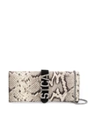 JUST CAVALLI LOGO SNAKESKIN CLUTCH BAG