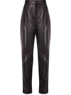 DOLCE & GABBANA PLEATED TAPERED LEATHER TROUSERS