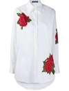 DOLCE & GABBANA ROSE-EMBROIDERED COTTON POPLIN SHIRT