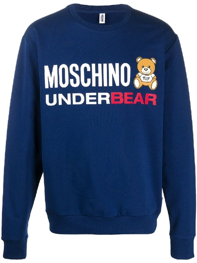 Moschino Underbear Print Sweatshirt In Blue
