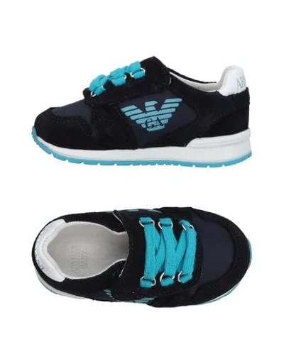 Armani Junior Sneakers In Dark Blue