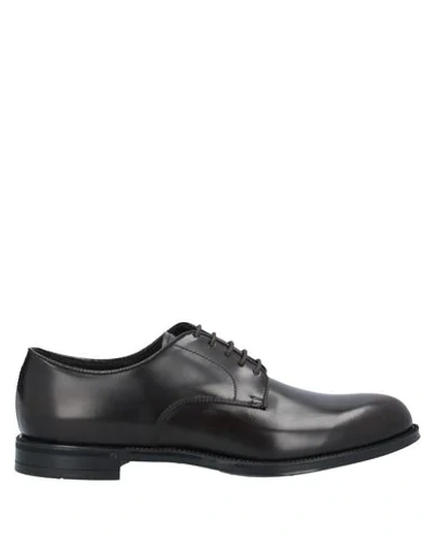 Doucal's Man Lace-up Shoes Dark Brown Size 6 Calfskin In Brown
