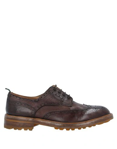 Green George Lace-up Shoes In Dark Brown