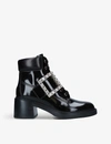 Roger Vivier Viv Rangers Crystal Buckle Combat Boot In Black