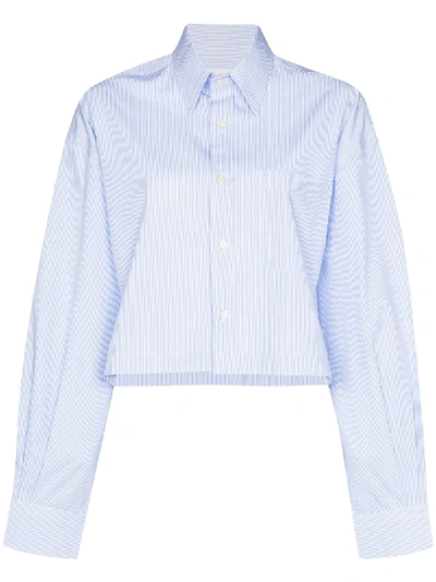 R13 Oversized Cropped Button Up Shirt In Blue