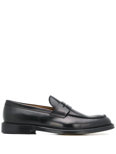 Doucal's Leather Penny Loafers In Black