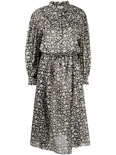 Isabel Marant Étoile Draped All-over Floral Print Dress In Black