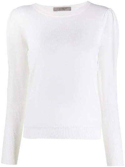 D-exterior Ribbed Cuff Knit Jumper In White