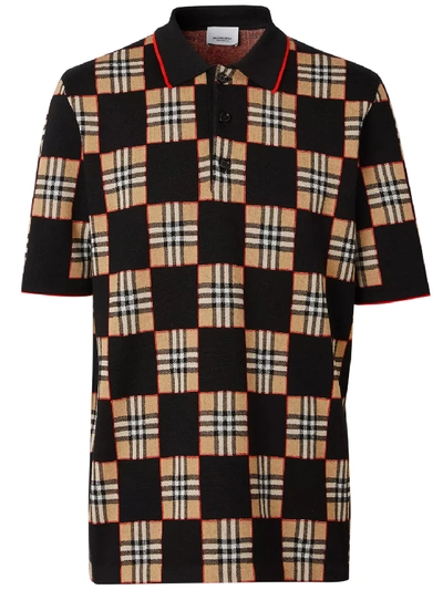 Burberry Checkerboard Polo In Brown