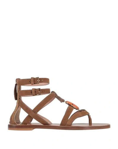 Alberta Ferretti Toe Strap Sandals In Brown