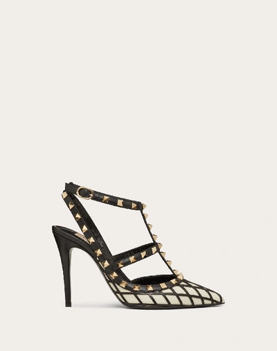 Valentino Garavani Rockstud Ankle Strap Calfskin Leather Pump With Tonal Studs 100 Mm In Black