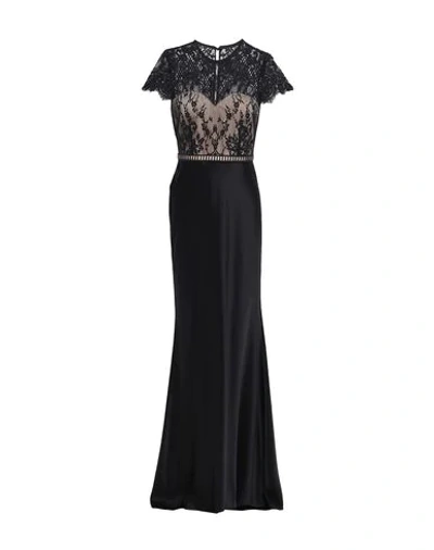 Catherine Deane Lace-paneled Cotton-blend Satin Gown In Black