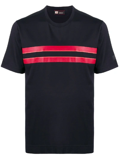 Ermenegildo Zegna Striped Short-sleeved T-shirt In Blau