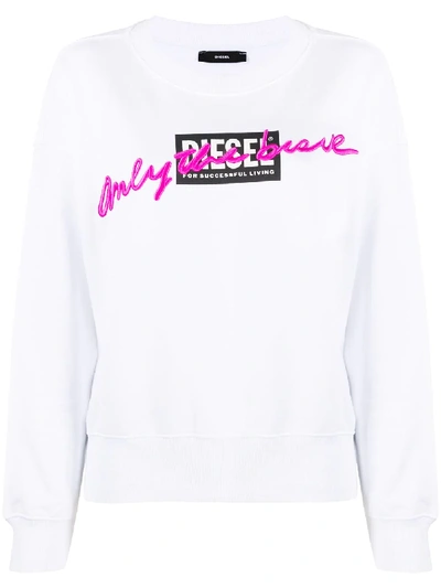 Diesel Logo Long-sleeve Sweatshirt In White