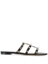 Valentino Strappy Sandals With Flat Sole Design In Black