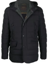 Moorer Padded Hooded Jacket In Blue