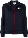 Gucci Cherry-embroidered Pique Track Jacket In Blue