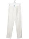 Fay Teen Pleat Detail Turn-up Cuff Trousers In Bianco