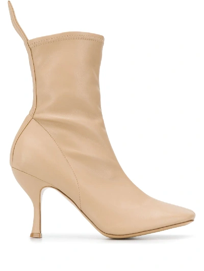 Gia Couture Pointed Ankle Boots In Neutrals