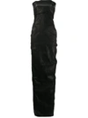 RICK OWENS RUCHED STRAPLESS MAXI DRESS