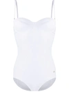 Dolce & Gabbana Dg Plaque Bustier Swimsuit In White