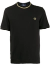 FRED PERRY RIB-TRIMMED COTTON T-SHIRT