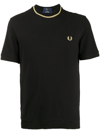 Fred Perry Rib-trimmed Cotton T-shirt In Black