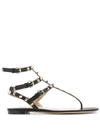 Valentino Rockstud Calfskin Flat Flip-flop Sandal In Black