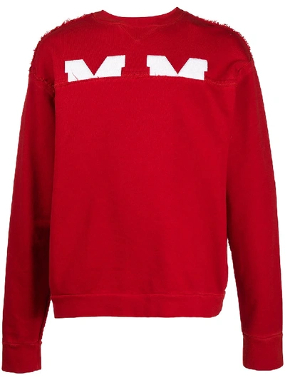 Maison Margiela Spliced Logo Sweatshirt In Red
