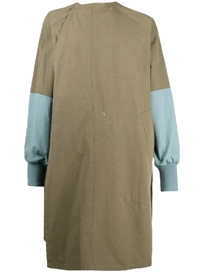 Maison Margiela Colour Block Coat In Blue