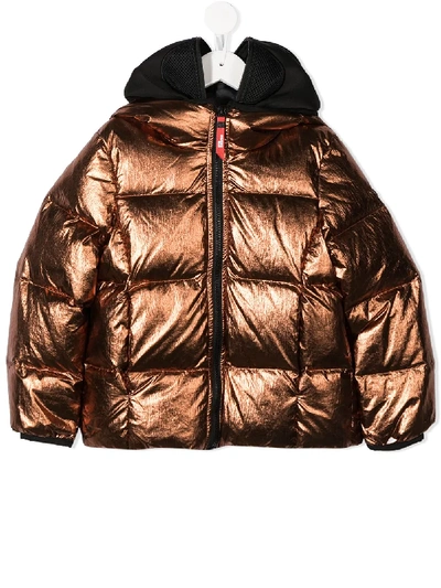Ai Riders On The Storm Young Kids' Padded Goggle Hood Coat In Brown
