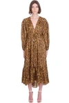 ZIMMERMANN AMELIE DRAW LON DRESS IN ANIMALIER SILK,11504381