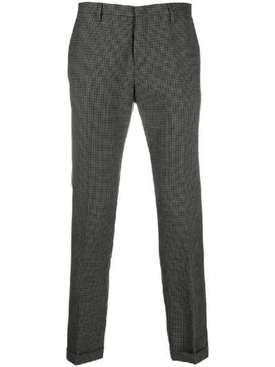 Paul Smith Slim-fit Prince Of Wales Checked Wool Suit Trousers In Grey