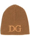 DOLCE & GABBANA LOGO-EMBROIDERED RIBBED BEANIE