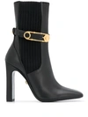 VERSACE SQUARE TOE HIGH-HEELED BOOTS