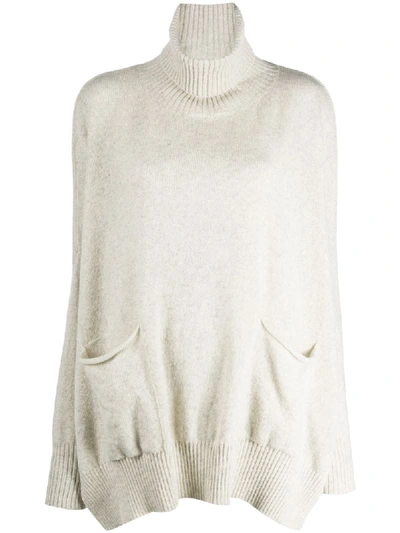 Ma'ry'ya Pouch Pocket Roll Neck Jumper In Neutrals