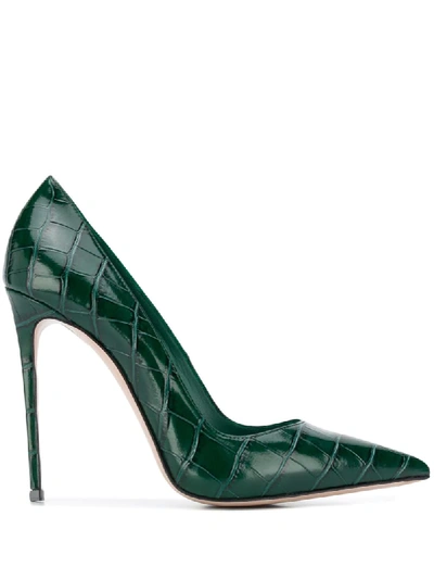 Le Silla Eva Crocodile-effect Leather Pumps In Green